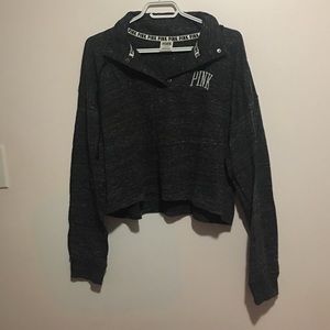PINk Victoria Secret cropped grey sweater